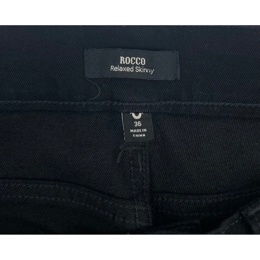 True Religion Rocco Relaxed Skinny Jeans Mens 36 Black Flap Pocket Hip Hop NWT